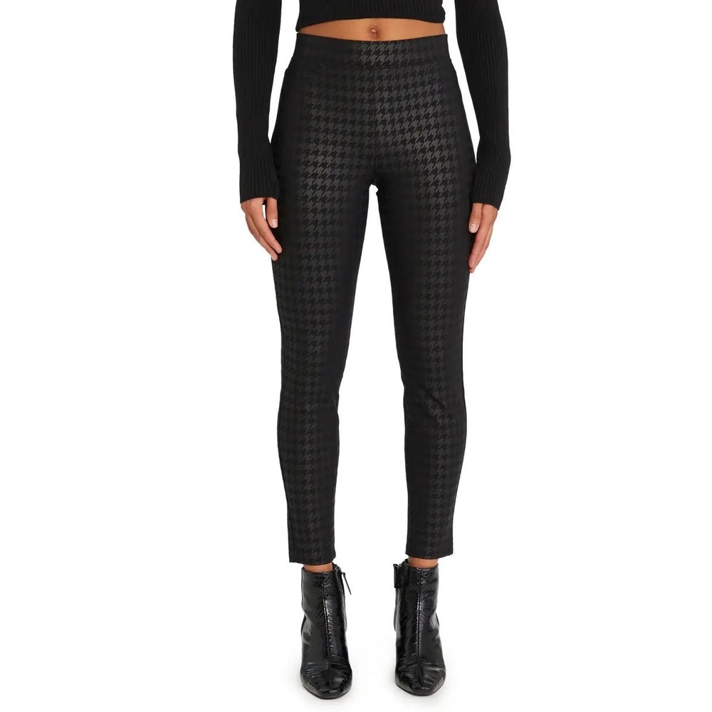 Sanctuary x Anthropologie Black Houndstooth Runway Leggings Coated‎ Pants Small